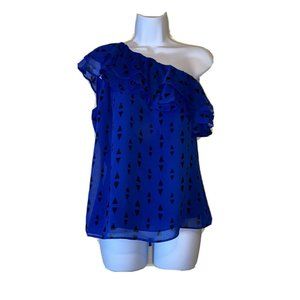 Nwt New Apt 9 One Shoulder Blouse Blue Medium Dressy